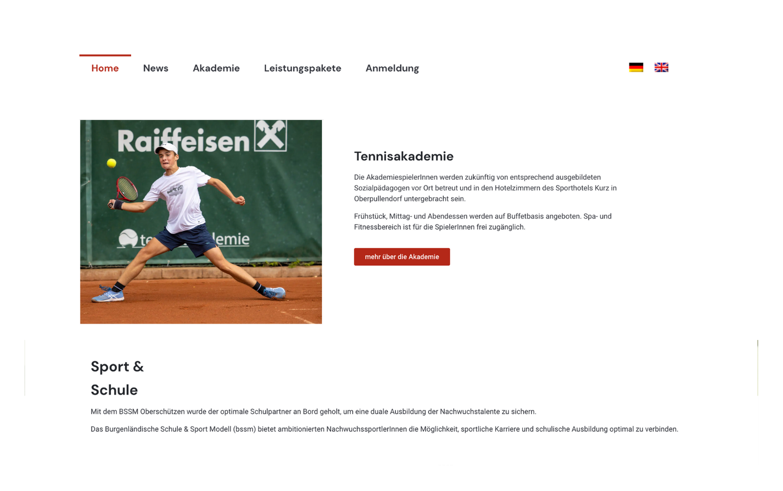 Tennis Academy Burgenland – Vorher